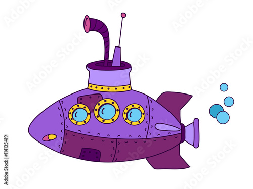 Purple submarine cartoon