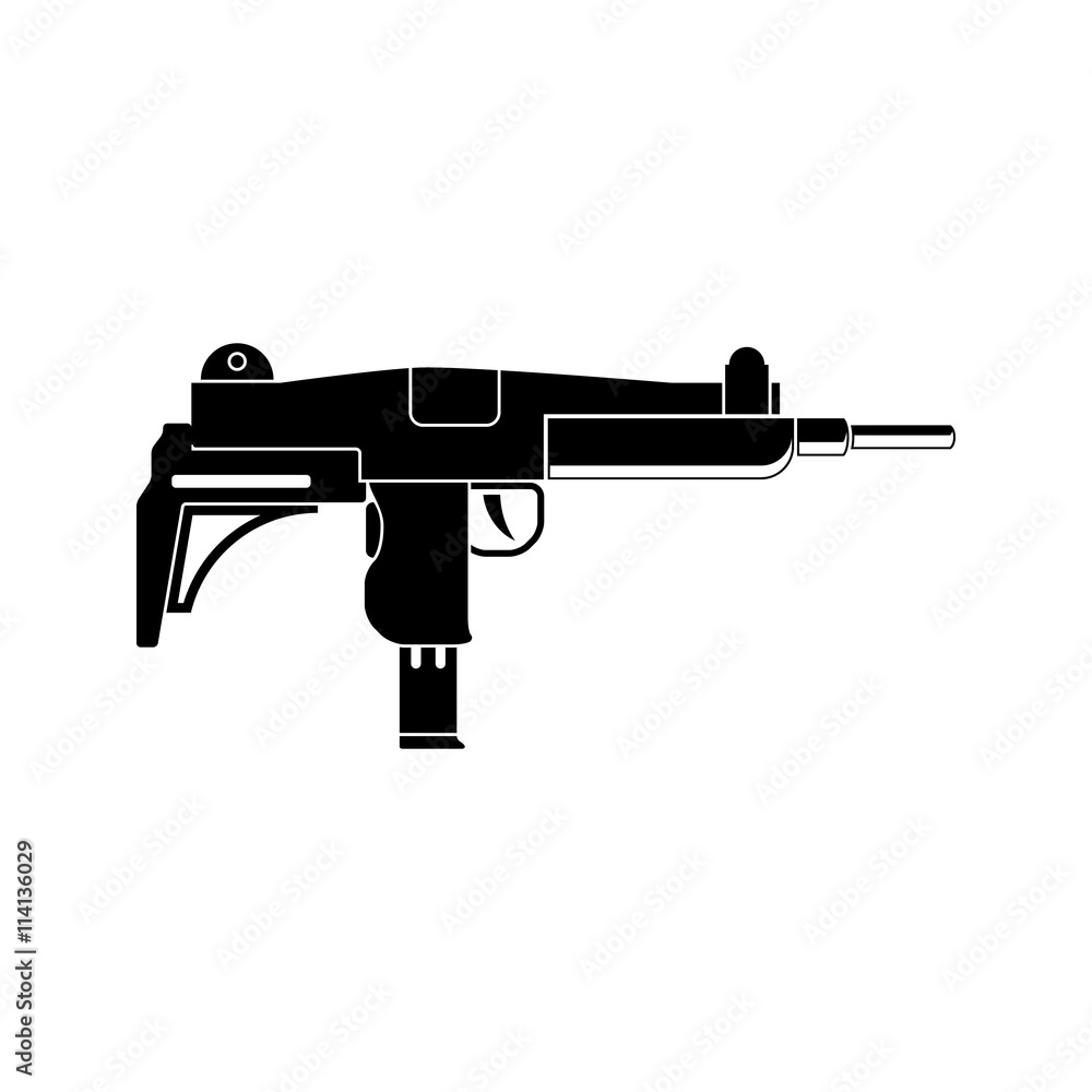 UZI black simple icon. Vector. Flat style for web and mobile. UZI black simple icon. Vector. Flat style for web and mobile.