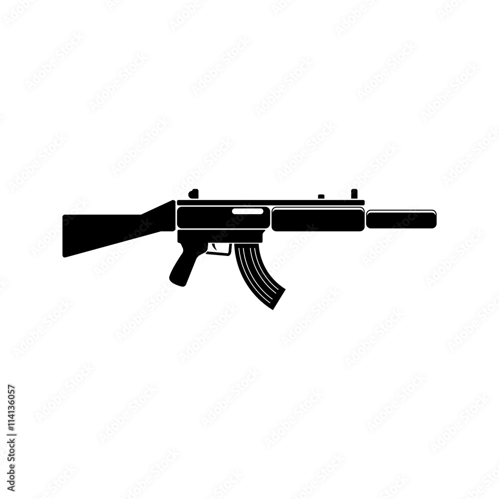 MP-5 Weapon black simple icon. Vector. Flat style for web and mobile. MP-5 Weapon black simple icon. Vector. Flat style for web and mobile.