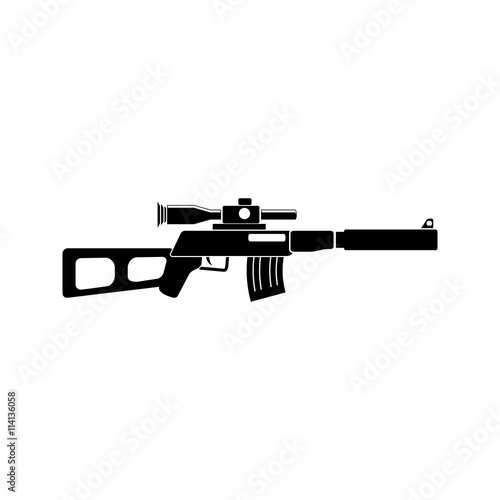 Sniper rifle vector black simple icon. Flat style for web and mobile.