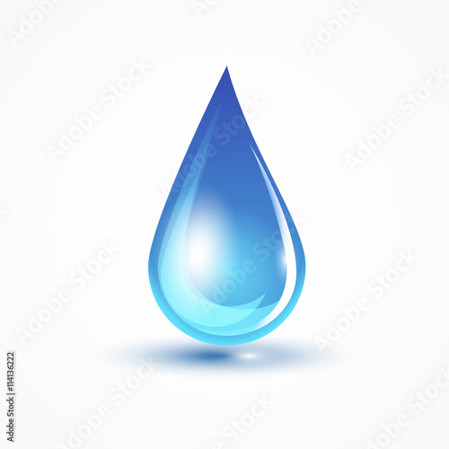 Blue water drop on white