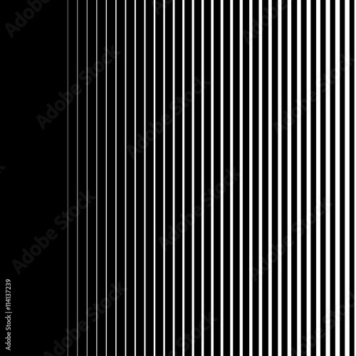 Gradient lines seamless background vector pattern, vertical black stripes, parallel white lines from thick to thin photo