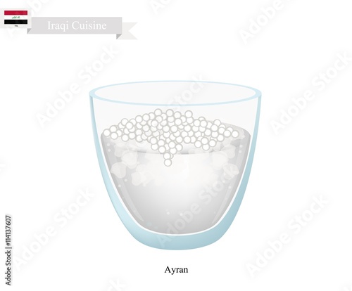 Ayran or Iraqi Fermented Milk with Sour Flavor photo