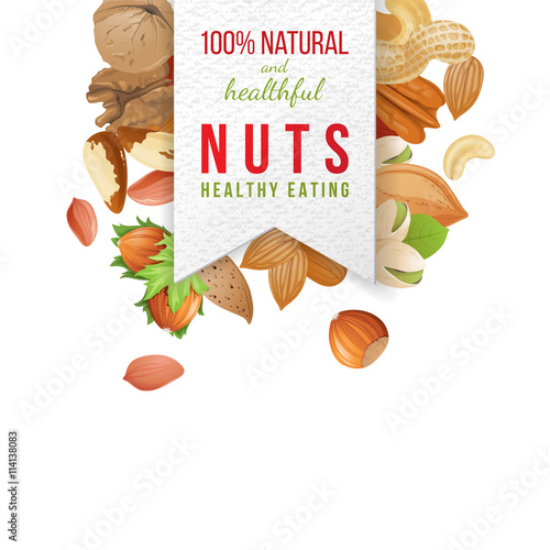 label with type design and nuts