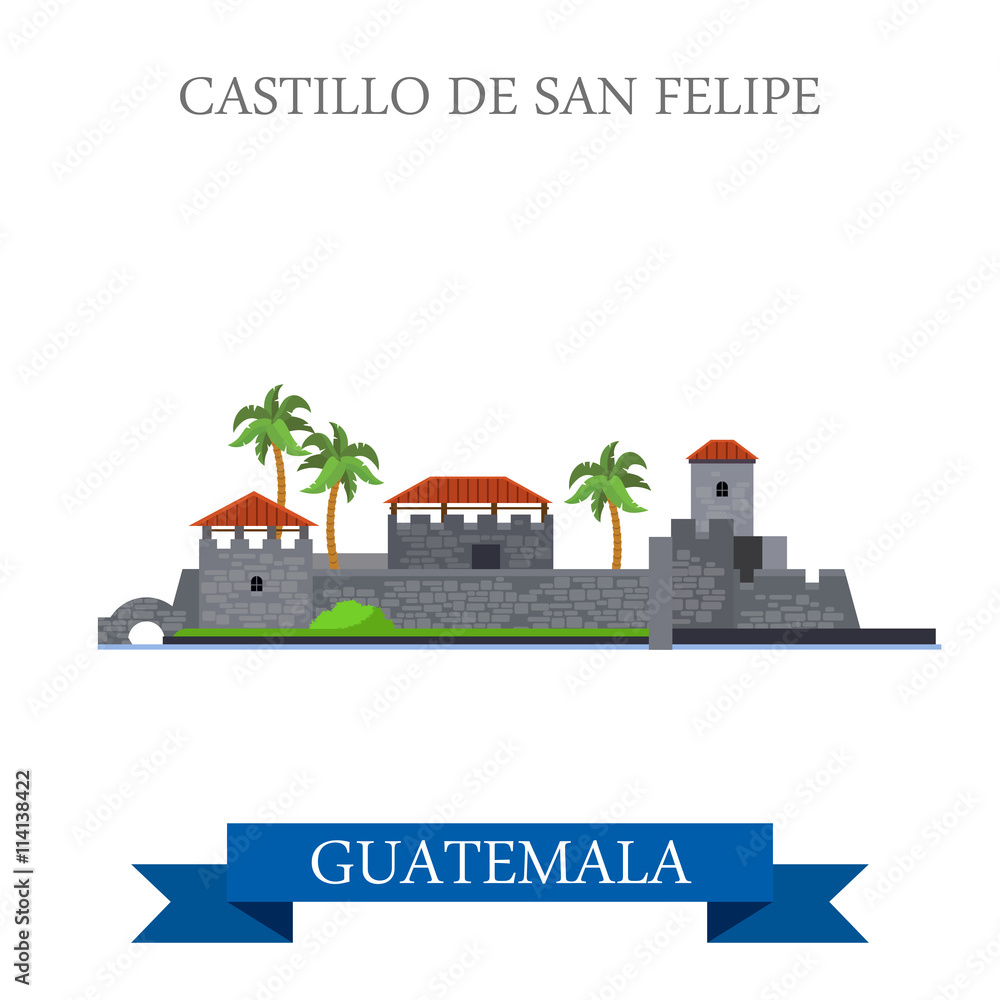 Castillo de San Felipe de Lara in Guatemala vector illustration