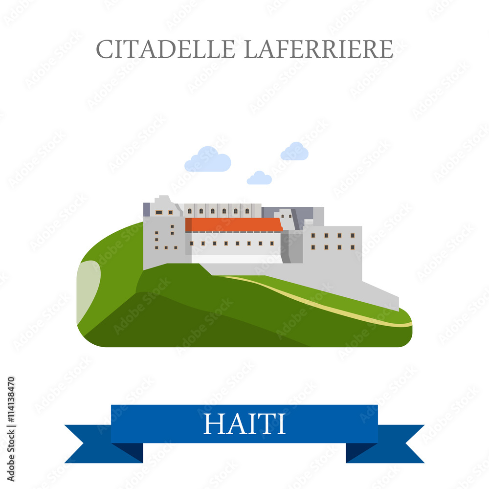 Citadelle Laferriere in Haiti flat vector illustration