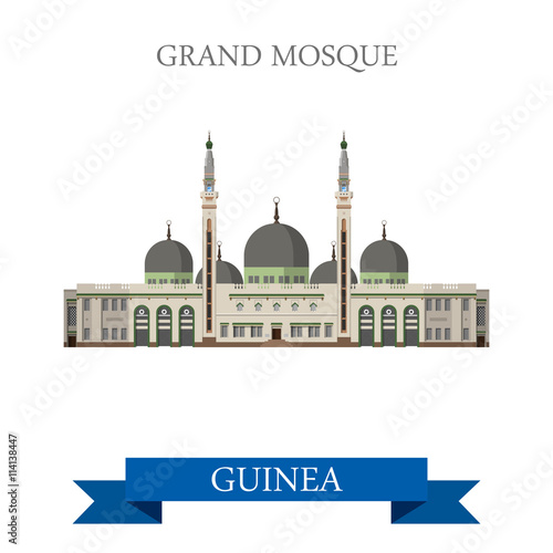 Grand Mosque of Conakry in Guinea flat web vector illustration