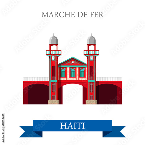 Marche de Fer in Haiti vector illustration. Flat cartoon style