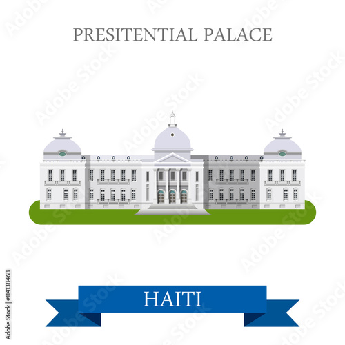 Presidential Palace in Haiti flat vector illustration