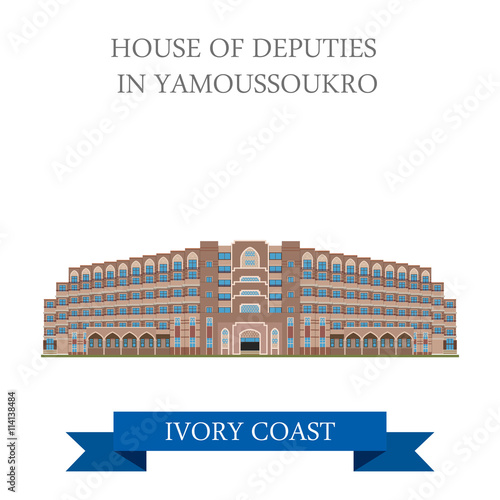 House of Deputies in Yamoussoukro Ivory Coast flat illustration