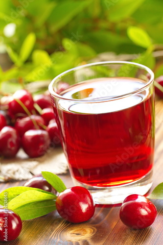 Cherry juice with fresh berries