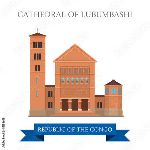 Cathedral of Lubumbashi in Republic of the Congo Flat vector