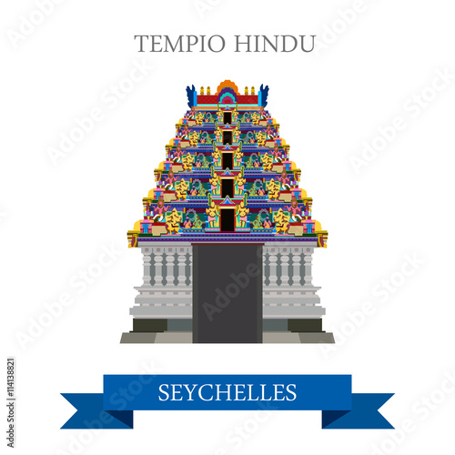 Tempio Hindu Victoria Seychelles Flat historic web vector