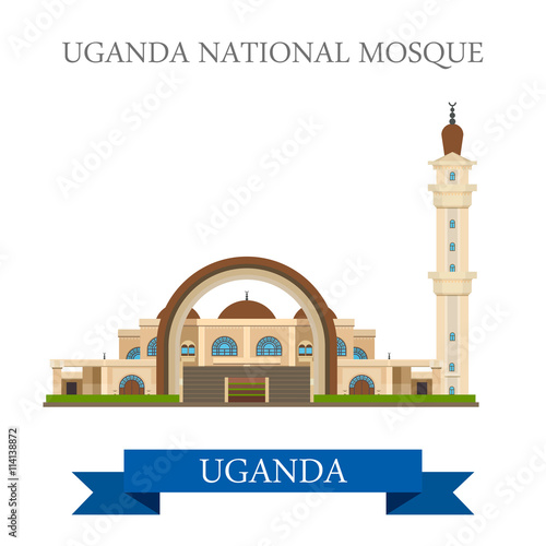 Uganda National Mosque. Flat historic web vector illustration