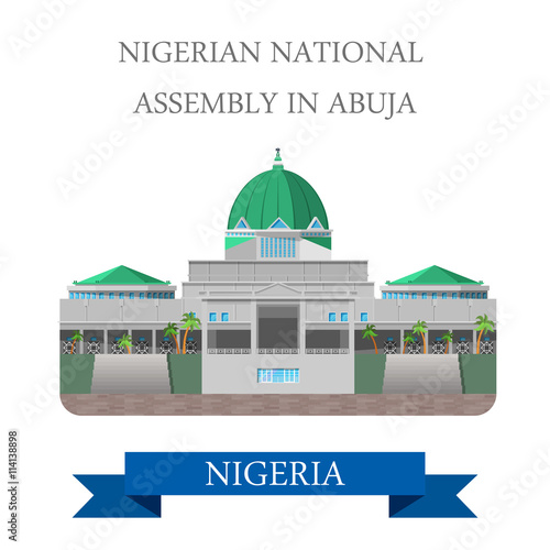 Nigerian National Assembly in Abuja Flat vector illustration