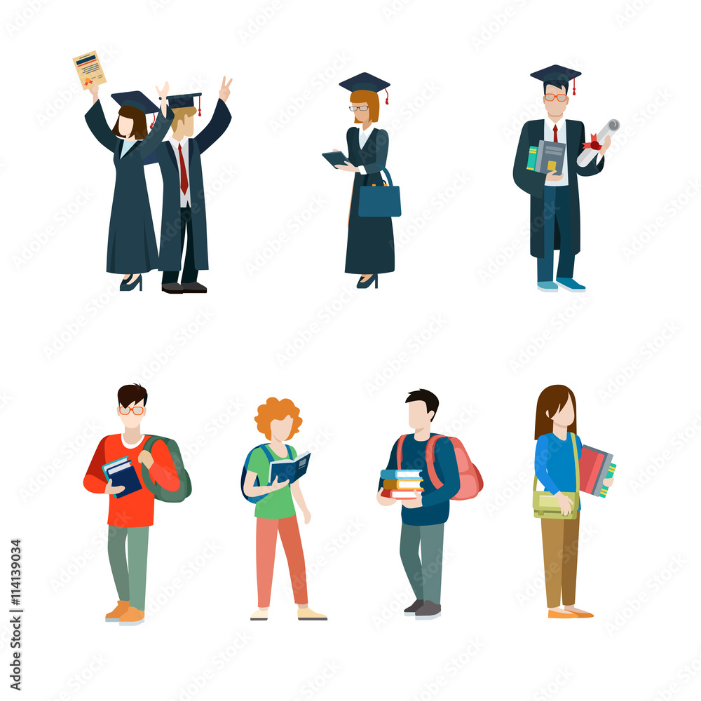 Student vector icon set. Graduate students mantle illustration Student vector icon set. Graduate students mantle illustration
