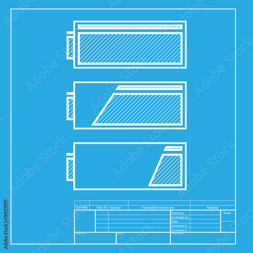 Set of battery charge level indicators. White section of icon on blueprint template.