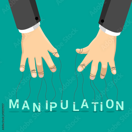 Manipulation marionette concept vector illustration hand rope