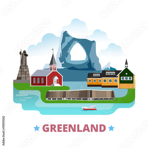 Greenland country design template Flat cartoon style web vector photo