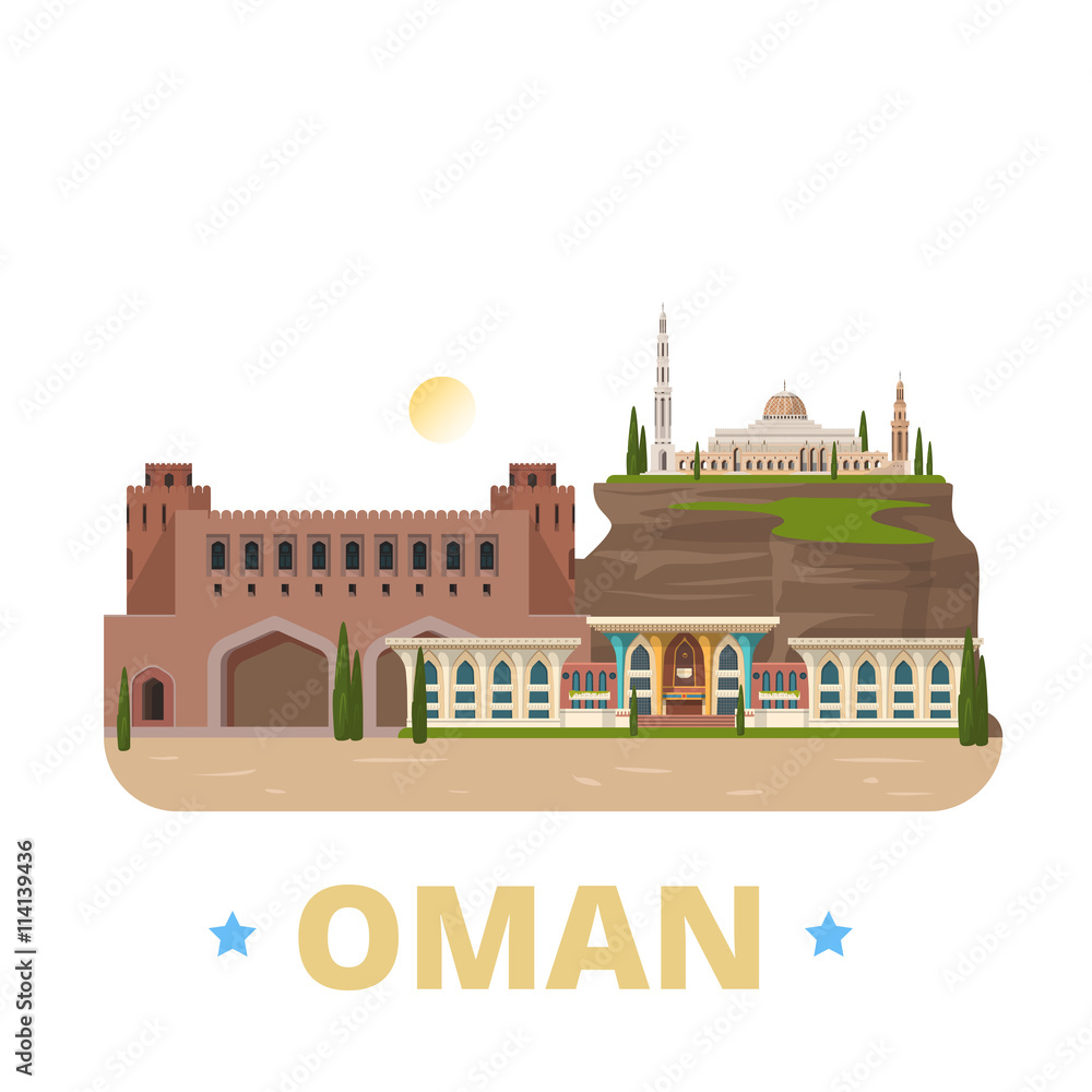 Oman country design template Flat cartoon style web vector