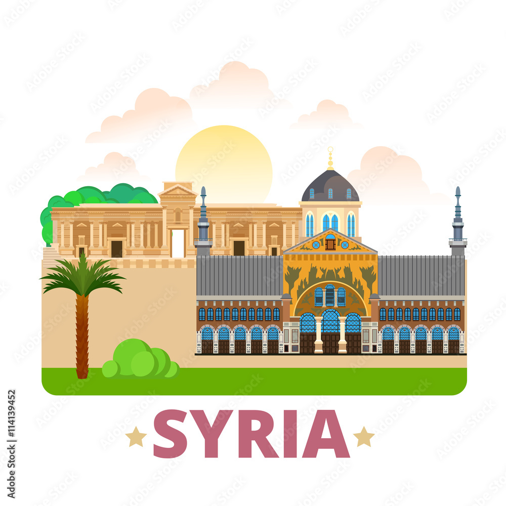Syria country design template Flat cartoon style web vector