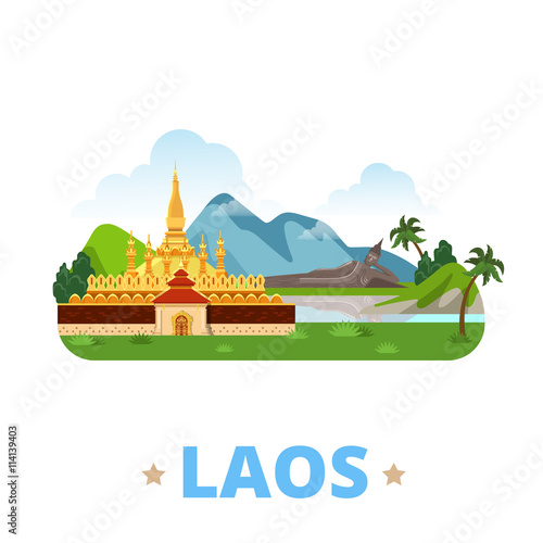 Laos country design template Flat cartoon style web vector