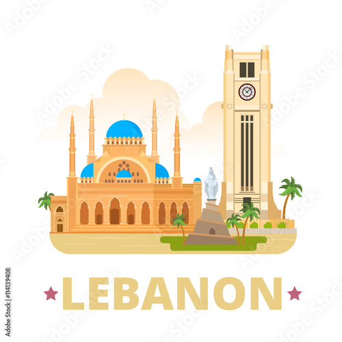 Lebanon country design template Flat cartoon style web vector