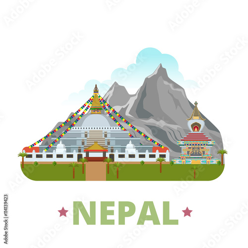 Nepal country design template Flat cartoon style web vector