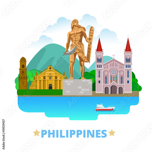 Philippines country design template Flat cartoon style web vector