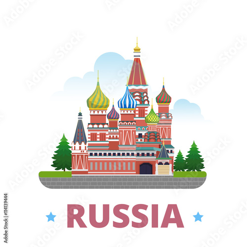 Russia country design template Flat cartoon style web vector
