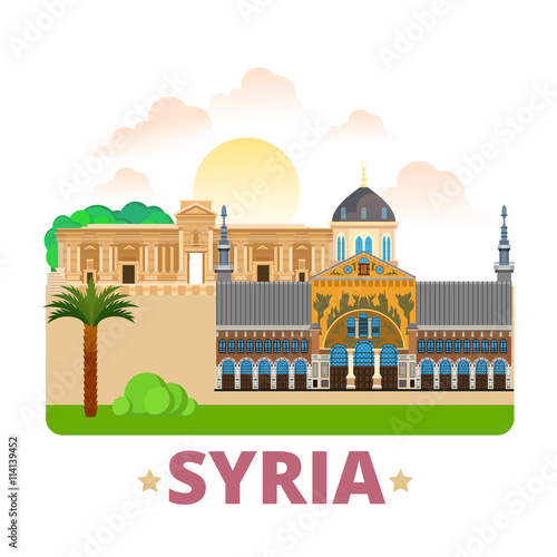 Syria country design template Flat cartoon style web vector