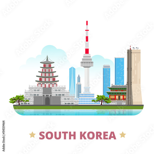 South Korea country design template Flat cartoon style vector