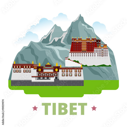 Tibet country design template Flat cartoon style web vector