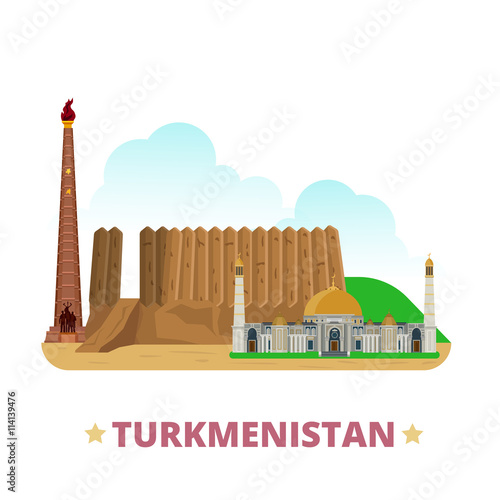 Turkmenistan country design template Flat cartoon style vector