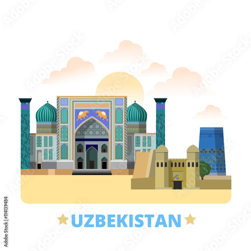 Uzbekistan country design template Flat cartoon style web vector