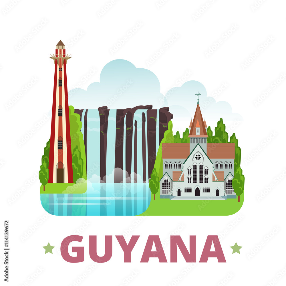 Guyana country design template Flat cartoon style web vector