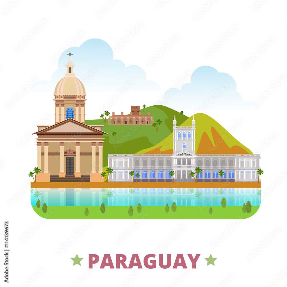 Paraguay country design template Flat cartoon style web vector