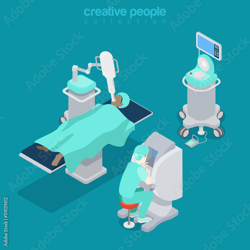 Isometric medical hospital computer doctor Flat 3d vector