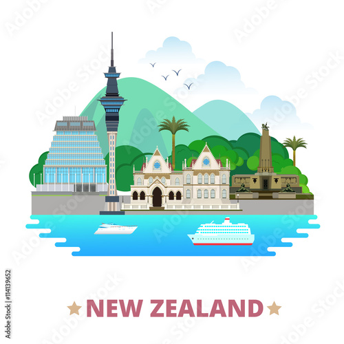 New Zealand country design template Flat cartoon style vector