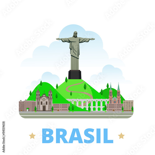 Brazil country design template Flat cartoon style web vector