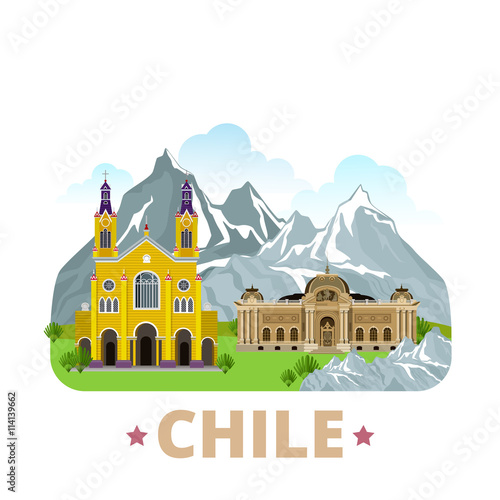 Chile country design template Flat cartoon style web vector