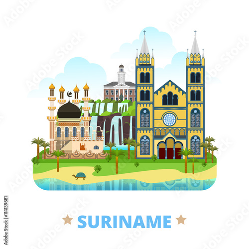 Suriname country design template Flat cartoon style web vector
