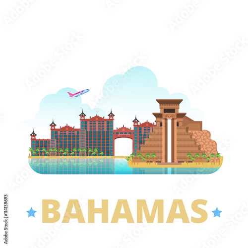 Bahamas country design template Flat cartoon style web vector