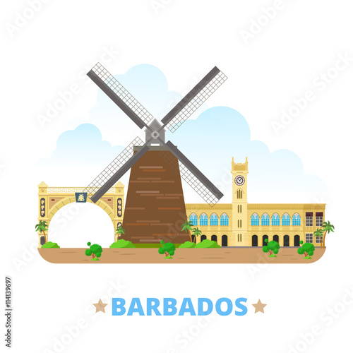 Barbados country design template Flat cartoon style web vector