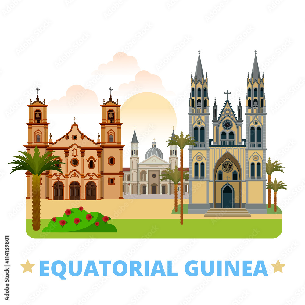 Equatorial Guinea country design template Flat cartoon style web vector