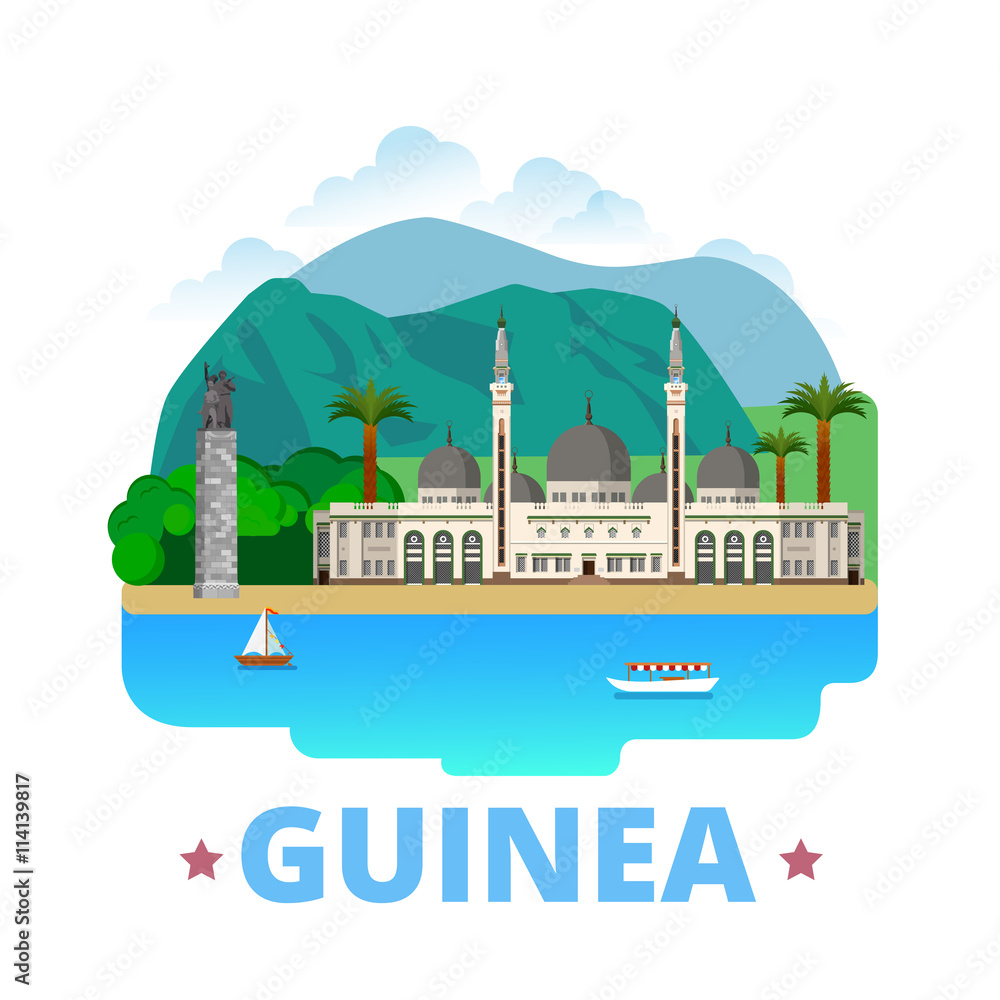 Obraz premium Guinea country design template Flat cartoon style web vector