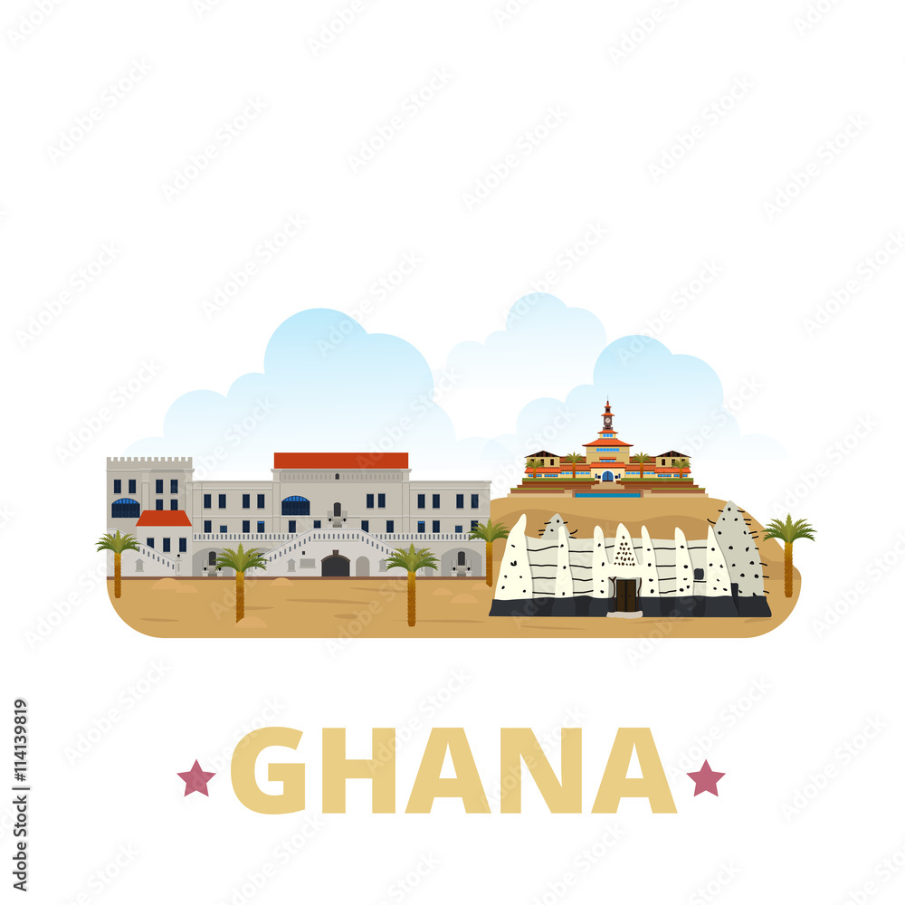 Ghana country design template Flat cartoon style web vector