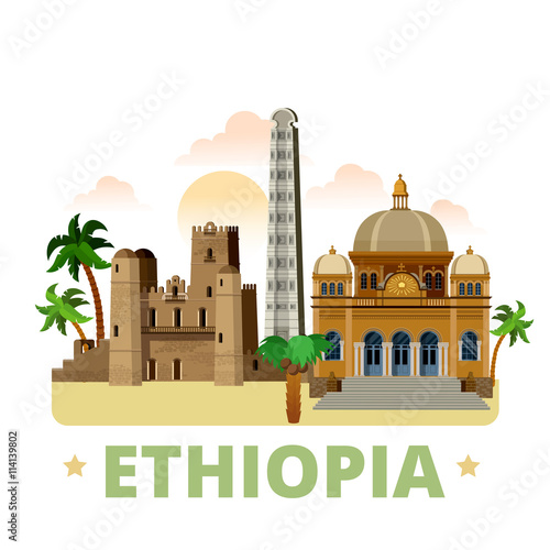 Ethiopia country design template Flat cartoon style web vector