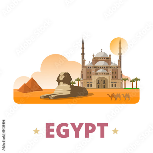 Egypt country design template Flat cartoon style web vector