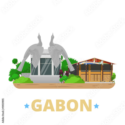 Gabon country design template Flat cartoon style web vector